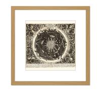 Artery8 Map Hydrology Kircher 1668 Earth Water 8X8 Inch Square Wooden Framed Wall Art Print Picture with Mount in Light Oak Artery8 Light Oak