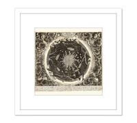 Artery8 Map Hydrology Kircher 1668 Earth Water 8X8 Inch Square Wooden Framed Wall Art Print Picture with Mount in White Artery8 White