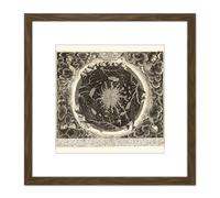 Artery8 Map Hydrology Kircher 1668 Earth Water 8X8 Inch Square Wooden Framed Wall Art Print Picture with Mount in Brown Artery8 Brown