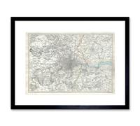 Artery8 Map Illustrated Antique Sduk London Home Decor 12x16" Framed Art Print in White | Size: W12" x H16" Artery8 White W12" x H16"