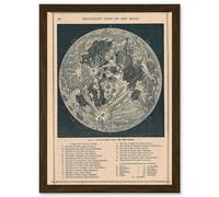 Artery8 Map Illustrated Antique Telescopic Moon A4 Artwork Framed Wall Art Print in Brown Artery8 Brown