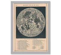 Artery8 Map Illustrated Antique Telescopic Moon A4 Artwork Framed Wall Art Print in Light Grey Artery8 Light Grey
