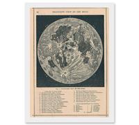 Map Illustrated Antique Telescopic Moon A4 Artwork Framed Wall Art Print Artery8 White One Size
