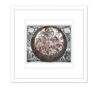 Artery8 Map Keller 1708 Hemisphere Star Constellations World 8X8 Inch Square Wooden Framed Wall Art Print Picture with Mount in White Artery8 White