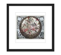 Artery8 Map Keller 1708 Hemisphere Star Constellations World 8X8 Inch Square Wooden Framed Wall Art Print Picture with Mount in Black Artery8 Black