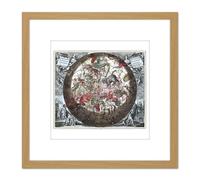 Artery8 Map Keller 1708 Hemisphere Star Constellations World 8X8 Inch Square Wooden Framed Wall Art Print Picture with Mount in Light Oak Artery8 Light Oak