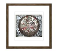 Artery8 Map Keller 1708 Hemisphere Star Constellations World 8X8 Inch Square Wooden Framed Wall Art Print Picture with Mount in Brown Artery8 Brown