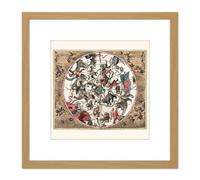 Artery8 Map Keller 1708 Star Constellations Space Pictorial 8X8 Inch Square Wooden Framed Wall Art Print Picture with Mount in Light Oak Artery8 Light Oak