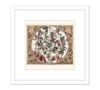 Artery8 Map Keller 1708 Star Constellations Space Pictorial 8X8 Inch Square Wooden Framed Wall Art Print Picture with Mount in White Artery8 White