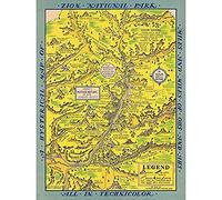 Artery8 Map Lindgren 1939 Zion National Park Unframed Wall Art Print Poster Home Decor Premium