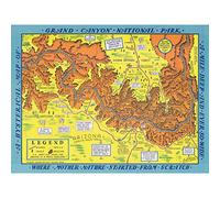 Artery8 Map Lindgren 1940 Grand Canyon Hysterical Large Wall Art Poster Print Thick Paper 18X24 Inch