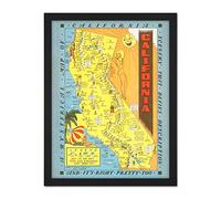 Artery8 Map Lindgren 1948 California Pictorial Artwork Framed Wall Art Print 18X24 Inch