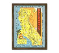 Artery8 Map Lindgren 1948 California Pictorial Artwork Framed Wall Art Print 18X24 Inch