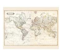 Artery8 Map Lizars 1841 World Mercator's Projection Chart Large XL Wall Art Canvas Print