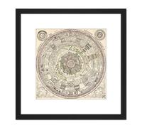 Artery8 Map Mariette 1696 Celestial Ptolemaic Chart 8X8 Inch Square Wooden Framed Wall Art Print Picture with Mount in Black Artery8 Black