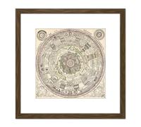 Artery8 Map Mariette 1696 Celestial Ptolemaic Chart 8X8 Inch Square Wooden Framed Wall Art Print Picture with Mount in Brown Artery8 Brown
