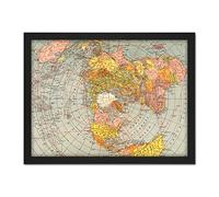 Artery8 Map Matthews-Northrup 1943 World Polar Azimuthal Projection Artwork Framed Wall Art Print 18X24 Inch
