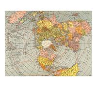 Artery8 Map Matthews-Northrup 1943 World Polar Azimuthal Projection Premium Wall Art Canvas Print 18X24 Inch