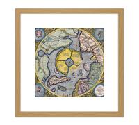 Artery8 Map Mercator 1623 North Pole Arctic Pictorial Chart 8X8 Inch Square Wooden Framed Wall Art Print Picture with Mount in Light Oak Artery8 Light Oak