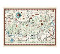 Artery8 Map Miller 1939 Smoky Mountains National Park Large Wall Art Poster Print Thick Paper 18X24 Inch