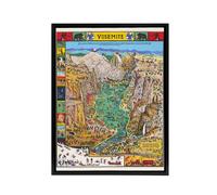 Artery8 Map Mora 1931 Yosemite Valley Framed Canvas Wall Art Print | Size: W18" x H24" Artery8 Multicolor W18" x H24"