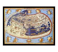 Artery8 Map Nicolas 1482 Ptolemy 2nd Century World Pictorial Large Wall Art Poster Print Thick Paper 18X24 Inch