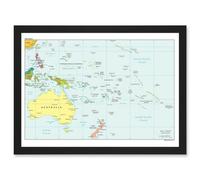 Artery8 Map Of Oceania Australia New Zealand Melanesia Micronesia Polynesia A4 Artwork Framed Wall Art Print