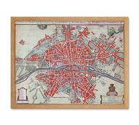 Artery8 Map Of Paris City Roads River Old France Art Print Framed Poster Wall Decor 12x16 inch