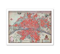 Artery8 Map Of Paris City Roads River Old France Artwork Framed Wall Art Print 18X24 Inch