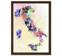 Map Painting Italy Sardinia Sicily Paint Splash Colour A4 Artwork Framed Wall Art Print Artery8 Brown One Size