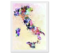 Map Painting Italy Sardinia Sicily Paint Splash Colour A4 Artwork Framed Wall Art Print Artery8 White One Size