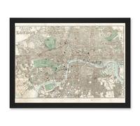 Map Philip 1881 London City England New Plan Chart Artwork Framed Wall Art Print A4 Artery8 Black One Size