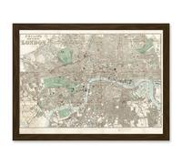 Map Philip 1881 London City England New Plan Chart Artwork Framed Wall Art Print A4 Artery8 Brown One Size