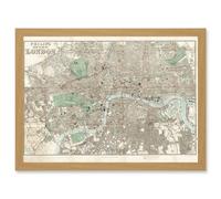 Map Philip 1881 London City England New Plan Chart Artwork Framed Wall Art Print A4 Artery8 Light Oak One Size