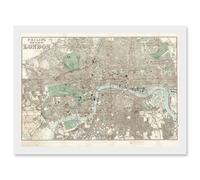 Map Philip 1881 London City England New Plan Chart Artwork Framed Wall Art Print A4 Artery8 White One Size