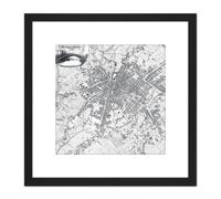 Artery8 Map Pigot 1819 Manchester Salford England Plan Chart 8X8 Inch Square Wooden Framed Wall Art Print Picture with Mount in Black Artery8 Black