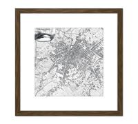 Artery8 Map Pigot 1819 Manchester Salford England Plan Chart 8X8 Inch Square Wooden Framed Wall Art Print Picture with Mount in Brown Artery8 Brown