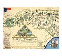 Artery8 Map Pugh 1937 North Carolina Nature Lovers Pictorial Extra Large XL Wall Art Poster Print