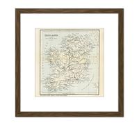 Artery8 Map Reeves Book Erin Ireland Eire 8X8 Inch Square Wooden Framed Wall Art Print Picture with Mount in Brown Artery8 Brown