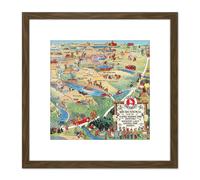 Artery8 Map Scheuerle 1925 Glacier National Park Montana USA 8X8 Inch Square Wooden Framed Wall Art Print Picture with Mount in Brown Artery8 Brown