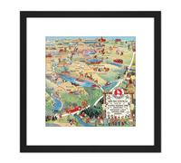 Artery8 Map Scheuerle 1925 Glacier National Park Montana USA 8X8 Inch Square Wooden Framed Wall Art Print Picture with Mount in Black Artery8 Black