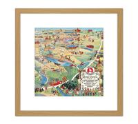 Artery8 Map Scheuerle 1925 Glacier National Park Montana USA 8X8 Inch Square Wooden Framed Wall Art Print Picture with Mount in Light Oak Artery8 Light Oak