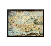 Artery8 Map Sleigh 1918 Ancient Fairyland Fantasy Framed Canvas Wall Art Print | Size: W24" x H32" Artery8 Multicolor W24" x H32"