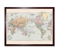 Artery8 Map Stanford 1901 World Mercator Projection Chart Art Print Framed Poster Wall Decor 12x16 inch