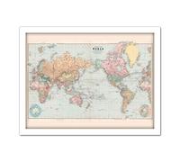 Artery8 Map Stanford 1901 World Mercator Projection Chart Artwork Framed Wall Art Print 18X24 Inch