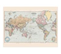 Artery8 Map Stanford 1901 World Mercator Projection Chart Premium Wall Art Canvas Print 18X24 Inch