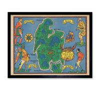 Artery8 Map Stuart 1960 Stevenson's Treasure Island 12X16" Framed Wall Art Print