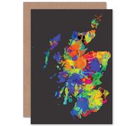 Artery8 Map Stylised Colourful Psychedelic Scotland Greetings Card Artery8 Multicolor