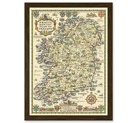 Map Taylor 1933 Pratts High Test Plan Ireland Pictorial Artwork Framed Wall Art Print A4 Artery8 Brown One Size