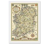 Map Taylor 1933 Pratts High Test Plan Ireland Pictorial Artwork Framed Wall Art Print A4 Artery8 White One Size